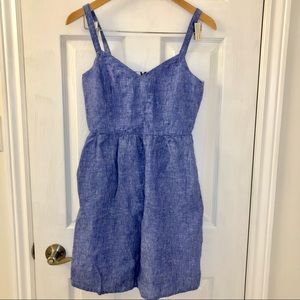 Cynthia Rowley blue linen dress with pockets, extra small